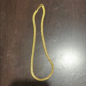 Gold Plated Herringbone Necklace with Polished Finish